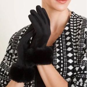 Faux fur trimmed texting gloves
